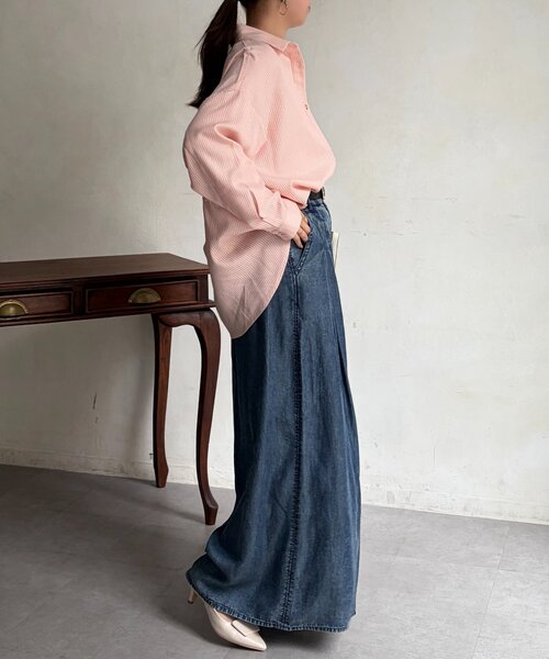 Chez toi（シェトワ）の「パウダー加工ワイドデニム（その他パンツ・レディース・グレー/サックスブルー/インディゴブルー・FREE）」の14枚目の写真