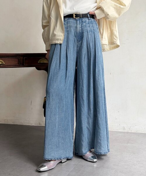 Chez toi（シェトワ）の「パウダー加工ワイドデニム（その他パンツ・レディース・グレー/サックスブルー/インディゴブルー・FREE）」の19枚目の写真