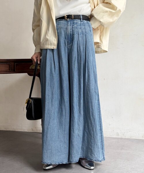 Chez toi（シェトワ）の「パウダー加工ワイドデニム（その他パンツ・レディース・グレー/サックスブルー/インディゴブルー・FREE）」の20枚目の写真