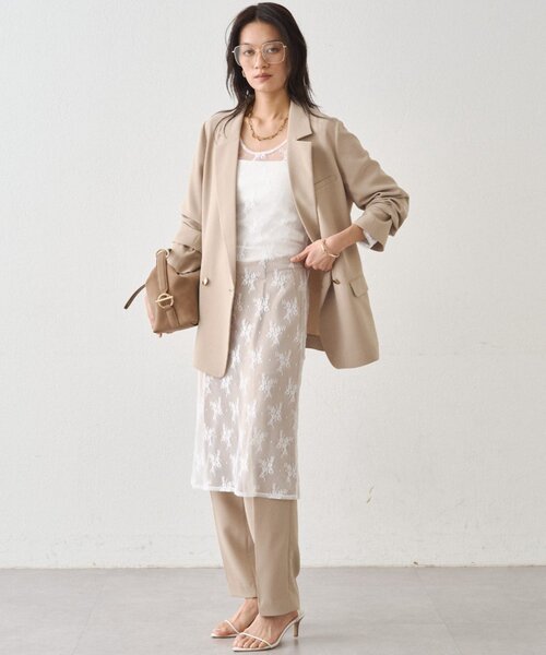 LOUNGEDRESS(ラウンジドレス)の「カットレースチュニック(チュニック・レディース・ブラック/オフホワイト・FREE)」の4枚目の写真