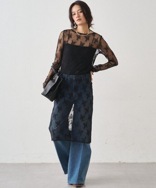 LOUNGEDRESS(ラウンジドレス)の「カットレースチュニック(チュニック・レディース・ブラック/オフホワイト・FREE)」の15枚目の写真