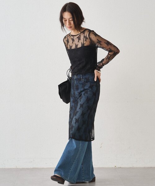 LOUNGEDRESS(ラウンジドレス)の「カットレースチュニック(チュニック・レディース・ブラック/オフホワイト・FREE)」の16枚目の写真