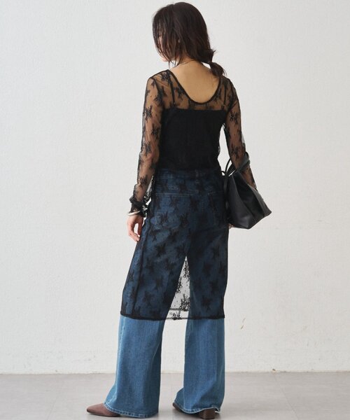 LOUNGEDRESS(ラウンジドレス)の「カットレースチュニック(チュニック・レディース・ブラック/オフホワイト・FREE)」の17枚目の写真