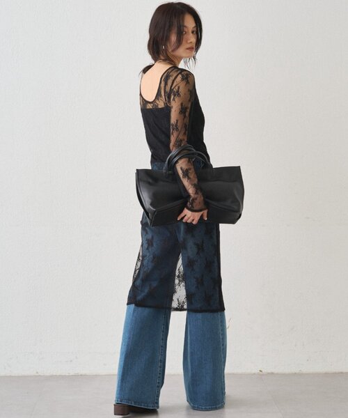 LOUNGEDRESS(ラウンジドレス)の「カットレースチュニック(チュニック・レディース・ブラック/オフホワイト・FREE)」の18枚目の写真