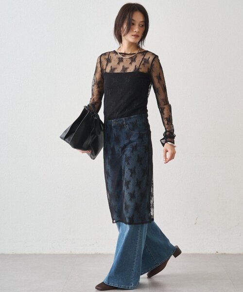 LOUNGEDRESS(ラウンジドレス)の「カットレースチュニック(チュニック・レディース・ブラック/オフホワイト・FREE)」の19枚目の写真