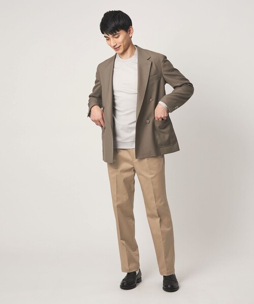 green label relaxing（グリーンレーベルリラクシング）の「コットン ポリウレタン 1アウトプリーツ チノパンツ スラックス（スラックス・メンズ・オフホワイト/ベージュ・L/M/XL/S）」の3枚目の写真