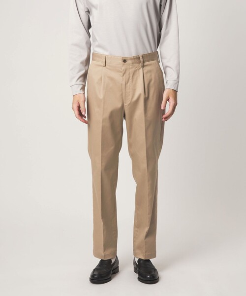 green label relaxing（グリーンレーベルリラクシング）の「コットン ポリウレタン 1アウトプリーツ チノパンツ スラックス（スラックス・メンズ・オフホワイト/ベージュ・L/M/XL/S）」の5枚目の写真