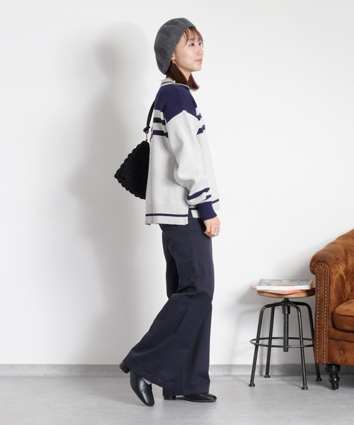 cepo(セポ)の「〈セットアップ対応〉スウェットライクニットポロ(ニット/セーター・レディース・ホワイト系/ネイビー系・M)」の6枚目の写真