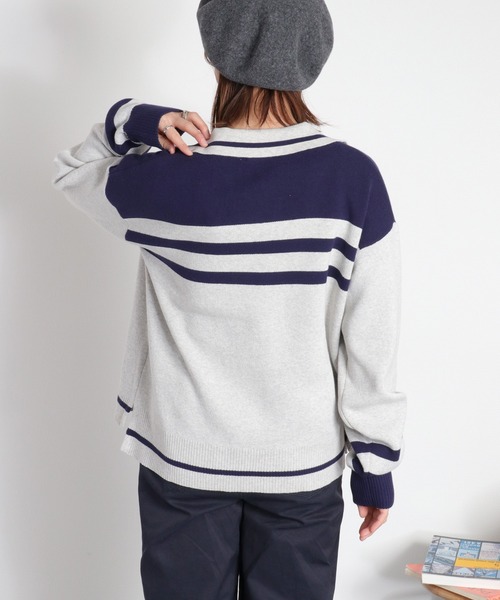 cepo(セポ)の「〈セットアップ対応〉スウェットライクニットポロ(ニット/セーター・レディース・ホワイト系/ネイビー系・M)」の11枚目の写真