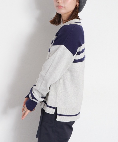 cepo(セポ)の「〈セットアップ対応〉スウェットライクニットポロ(ニット/セーター・レディース・ホワイト系/ネイビー系・M)」の10枚目の写真