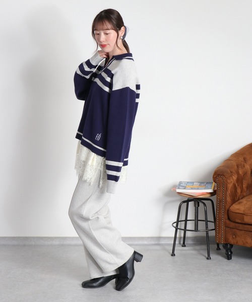 cepo(セポ)の「〈セットアップ対応〉スウェットライクニットポロ(ニット/セーター・レディース・ホワイト系/ネイビー系・M)」の18枚目の写真