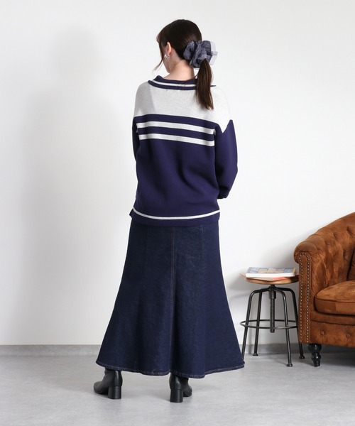 cepo(セポ)の「〈セットアップ対応〉スウェットライクニットポロ(ニット/セーター・レディース・ホワイト系/ネイビー系・M)」の15枚目の写真