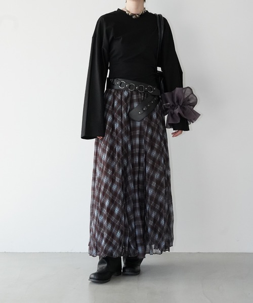 chuclla(チュクラ)の「ウエストシェイプ ワイドスリーブトップス chw26s060(Tシャツ/カットソー・レディース・ホワイト/ブラック・FREE)」の12枚目の写真