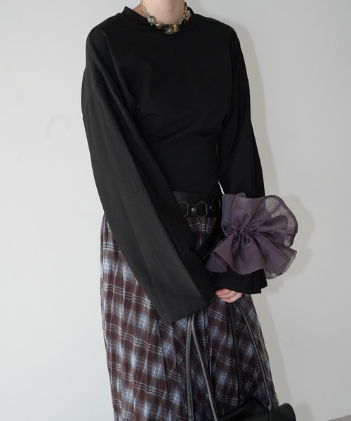 chuclla(チュクラ)の「ウエストシェイプ ワイドスリーブトップス chw26s060(Tシャツ/カットソー・レディース・ホワイト/ブラック・FREE)」の14枚目の写真