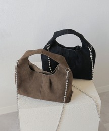 Reurie' | 【500mlペットボトル収納可能】オリジナルボールチェーンスエードバッグ / ワンハンドル ホーボーバッグ シンプル カジュアル モード きれいめ(ショルダーバッグ)