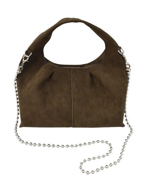 Reurie'（レウリィ）の「【500mlペットボトル収納可能】オリジナルボールチェーンスエードバッグ / ワンハンドル ホーボーバッグ シンプル カジュアル モード きれいめ（ショルダーバッグ・レディース・ブラウン/ブラック・FREE）」の10枚目の写真