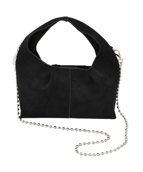 Reurie'（レウリィ）の「【500mlペットボトル収納可能】オリジナルボールチェーンスエードバッグ / ワンハンドル ホーボーバッグ シンプル カジュアル モード きれいめ（ショルダーバッグ・レディース・ブラウン/ブラック・FREE）」の11枚目の写真