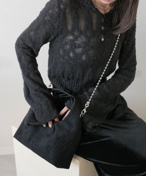 Reurie'（レウリィ）の「【500mlペットボトル収納可能】オリジナルボールチェーンスエードバッグ / ワンハンドル ホーボーバッグ シンプル カジュアル モード きれいめ（ショルダーバッグ・レディース・ブラウン/ブラック・FREE）」の16枚目の写真