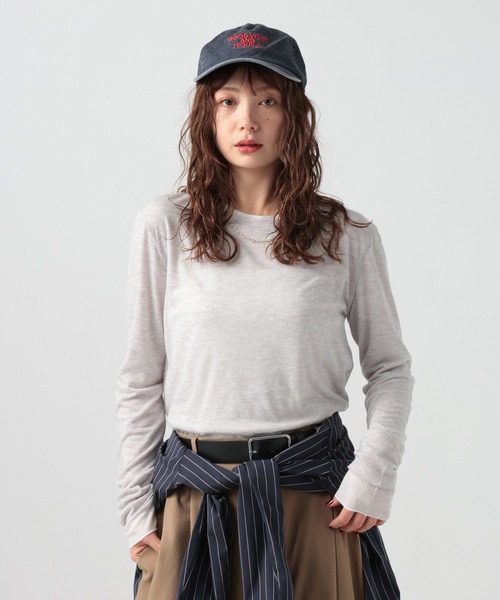 BAYFLOW（ベイフロー）の「[リバーシブル仕様]シアーレイヤードロングスリーブ（Tシャツ/カットソー・レディース・ピンク/グレー/オフホワイト・FREE）」の3枚目の写真