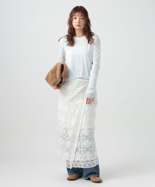 BAYFLOW（ベイフロー）の「[リバーシブル仕様]シアーレイヤードロングスリーブ（Tシャツ/カットソー・レディース・ピンク/グレー/オフホワイト・FREE）」の9枚目の写真