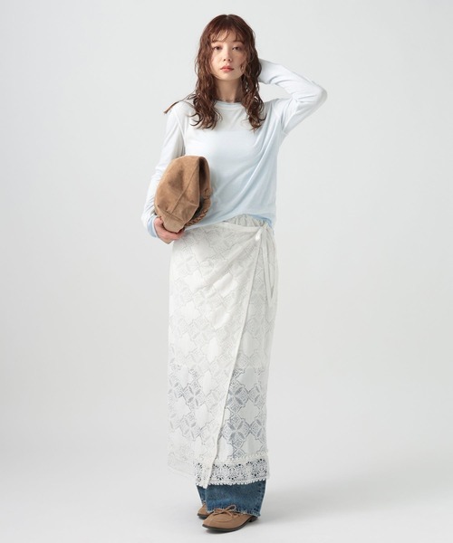 BAYFLOW（ベイフロー）の「[リバーシブル仕様]シアーレイヤードロングスリーブ（Tシャツ/カットソー・レディース・ピンク/グレー/オフホワイト・FREE）」の8枚目の写真