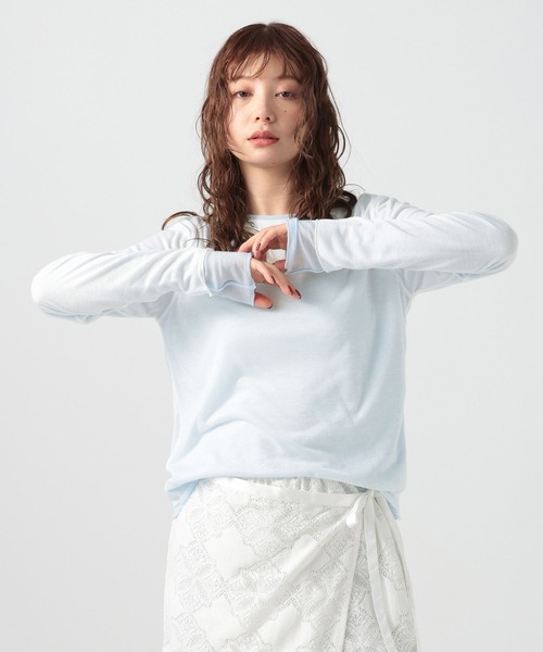 BAYFLOW（ベイフロー）の「[リバーシブル仕様]シアーレイヤードロングスリーブ（Tシャツ/カットソー・レディース・ピンク/グレー/オフホワイト・FREE）」の6枚目の写真