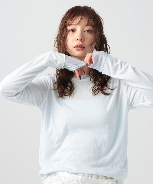 BAYFLOW（ベイフロー）の「[リバーシブル仕様]シアーレイヤードロングスリーブ（Tシャツ/カットソー・レディース・ピンク/グレー/オフホワイト・FREE）」の22枚目の写真