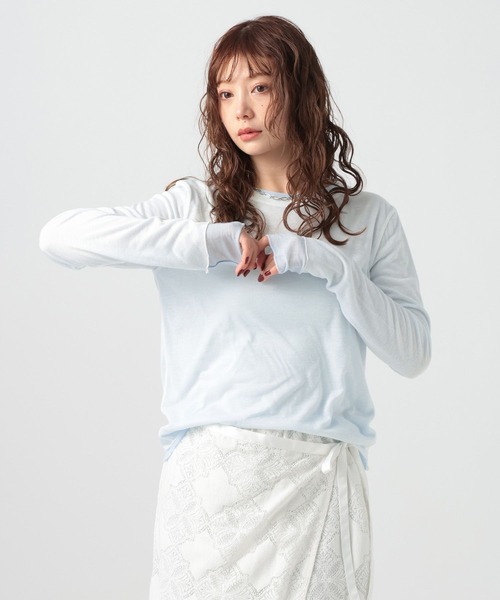 BAYFLOW（ベイフロー）の「[リバーシブル仕様]シアーレイヤードロングスリーブ（Tシャツ/カットソー・レディース・ピンク/グレー/オフホワイト・FREE）」の21枚目の写真