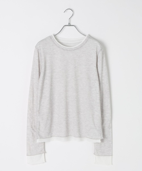 BAYFLOW（ベイフロー）の「[リバーシブル仕様]シアーレイヤードロングスリーブ（Tシャツ/カットソー・レディース・ピンク/グレー/オフホワイト・FREE）」の19枚目の写真