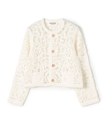 レディースのノーカラージャケット（ホワイト/白色系・刺繍