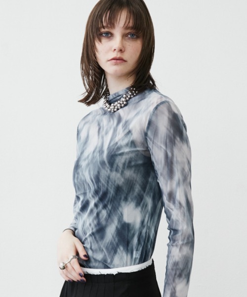 MONOe（モノエ）の「【ロングシーズン活躍】アソート柄ハイネックシアートップス（シャツ/ブラウス・レディース・ブルー/グレー/ブラック・FREE）」の11枚目の写真