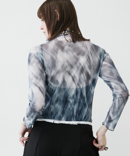 MONOe（モノエ）の「【ロングシーズン活躍】アソート柄ハイネックシアートップス（シャツ/ブラウス・レディース・ブルー/グレー/ブラック・FREE）」の12枚目の写真