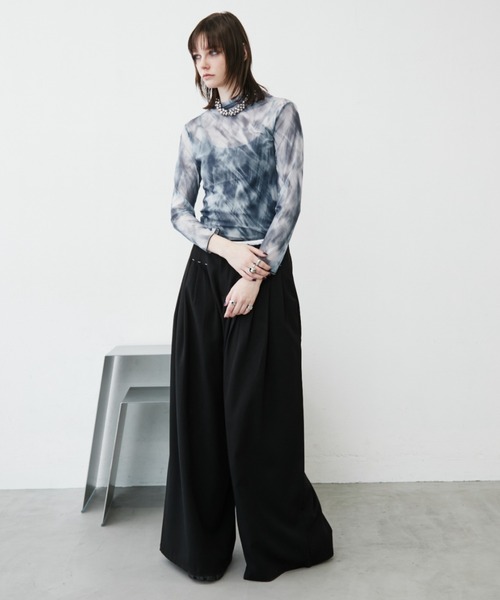 MONOe（モノエ）の「【ロングシーズン活躍】アソート柄ハイネックシアートップス（シャツ/ブラウス・レディース・ブルー/グレー/ブラック・FREE）」の13枚目の写真
