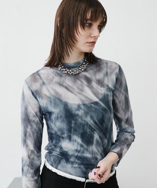 MONOe（モノエ）の「【ロングシーズン活躍】アソート柄ハイネックシアートップス（シャツ/ブラウス・レディース・ブルー/グレー/ブラック・FREE）」の22枚目の写真