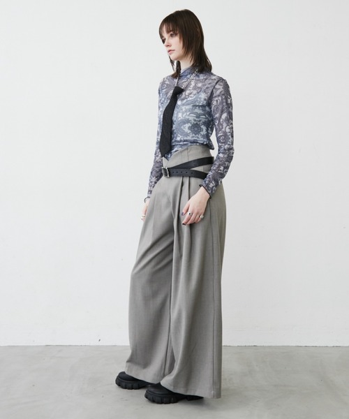 MONOe（モノエ）の「【ロングシーズン活躍】アソート柄ハイネックシアートップス（シャツ/ブラウス・レディース・ブルー/グレー/ブラック・FREE）」の7枚目の写真