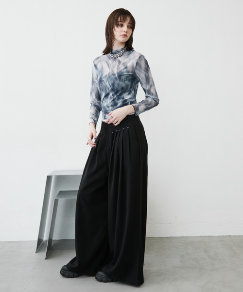 MONOe（モノエ）の「【ロングシーズン活躍】アソート柄ハイネックシアートップス（シャツ/ブラウス・レディース・ブルー/グレー/ブラック・FREE）」の14枚目の写真