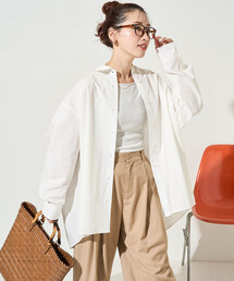 限定展開 ビッグシルエット ブロード ロングスリーブ 襟付き シャツ