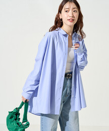 限定展開　ビッグシルエット ブロード ロングスリーブ 襟付き シャツ