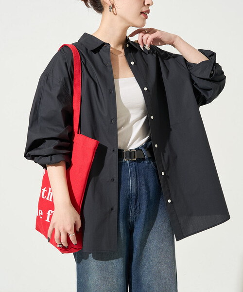FREAK'S STORE(フリークスストア)の「限定展開 ビッグシルエット ブロード ロングスリーブ 襟付き シャツ(シャツ/ブラウス・レディース・ライトピンク/オフホワイト/ブラック/ブルー/ストライプ/その他1/ネイビー・フリ-)」の3枚目の写真