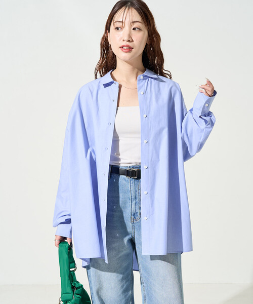 FREAK'S STORE（フリークスストア）の「限定展開　ビッグシルエット ブロード ロングスリーブ 襟付き シャツ（シャツ/ブラウス・レディース・ライトピンク/オフホワイト/ブラック/ブルー/ストライプ/その他1/ネイビー・ﾌﾘ-）」の12枚目の写真