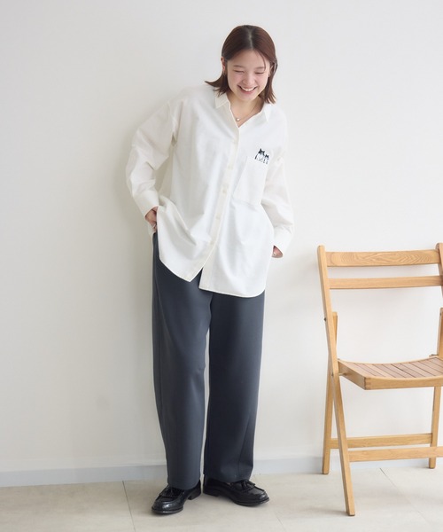 meeny miny（ミーニーマイニー）の「【meeny miny】CAT & BAKES 9456『ひげリボン』シャツ（シャツ/ブラウス・レディース・ブルー/ピンク/ホワイト・M-L/S-M）」の4枚目の写真