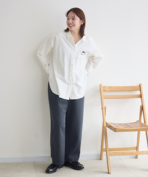 meeny miny（ミーニーマイニー）の「【meeny miny】CAT & BAKES 9456『ひげリボン』シャツ（シャツ/ブラウス・レディース・ブルー/ピンク/ホワイト・M-L/S-M）」の5枚目の写真