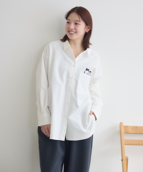 meeny miny（ミーニーマイニー）の「【meeny miny】CAT & BAKES 9456『ひげリボン』シャツ（シャツ/ブラウス・レディース・ブルー/ピンク/ホワイト・M-L/S-M）」の8枚目の写真