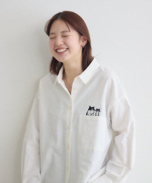 meeny miny（ミーニーマイニー）の「【meeny miny】CAT & BAKES 9456『ひげリボン』シャツ（シャツ/ブラウス・レディース・ブルー/ピンク/ホワイト・M-L/S-M）」の11枚目の写真