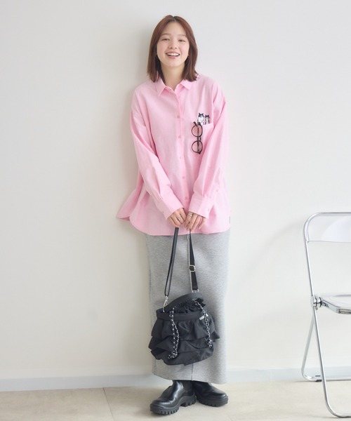 meeny miny（ミーニーマイニー）の「【meeny miny】CAT & BAKES 9456『ひげリボン』シャツ（シャツ/ブラウス・レディース・ブルー/ピンク/ホワイト・M-L/S-M）」の14枚目の写真