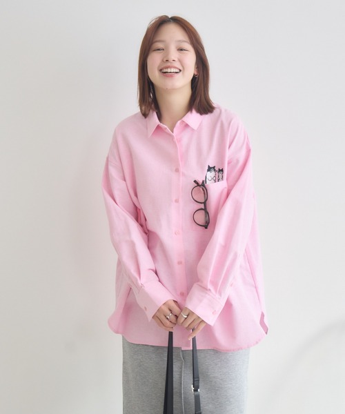 meeny miny（ミーニーマイニー）の「【meeny miny】CAT & BAKES 9456『ひげリボン』シャツ（シャツ/ブラウス・レディース・ブルー/ピンク/ホワイト・M-L/S-M）」の17枚目の写真