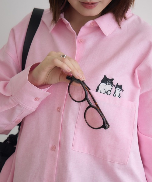 meeny miny（ミーニーマイニー）の「【meeny miny】CAT & BAKES 9456『ひげリボン』シャツ（シャツ/ブラウス・レディース・ブルー/ピンク/ホワイト・M-L/S-M）」の19枚目の写真