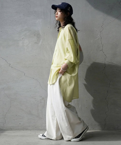 antiqua(アンティカ)の「ストライプ柄 シャツ(シャツ/ブラウス・レディース・ライム/ホワイト/ライトブルー・ONESIZE)」の12枚目の写真