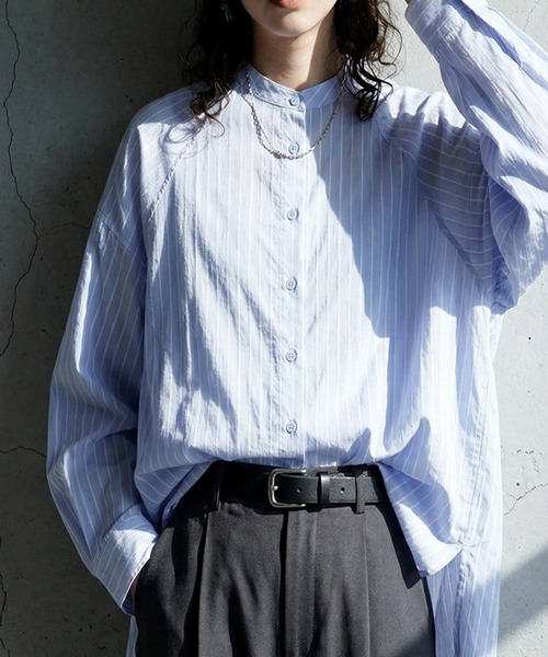 antiqua(アンティカ)の「ストライプ柄 シャツ(シャツ/ブラウス・レディース・ライム/ホワイト/ライトブルー・ONESIZE)」の13枚目の写真