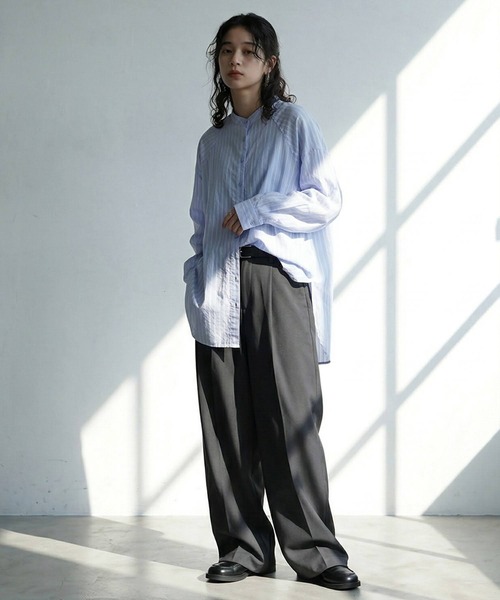antiqua(アンティカ)の「ストライプ柄 シャツ(シャツ/ブラウス・レディース・ライム/ホワイト/ライトブルー・ONESIZE)」の14枚目の写真